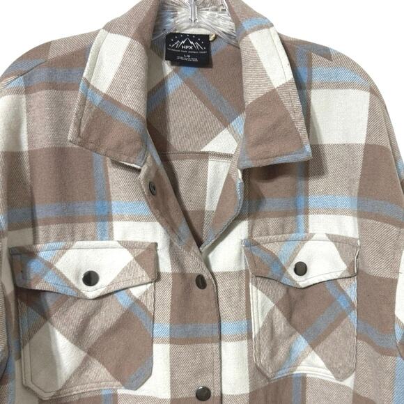 HFX Women’s Size Large Wool Blend Snap Closure Plaid Shacket Shirt Jacket - Picture 5 of 11